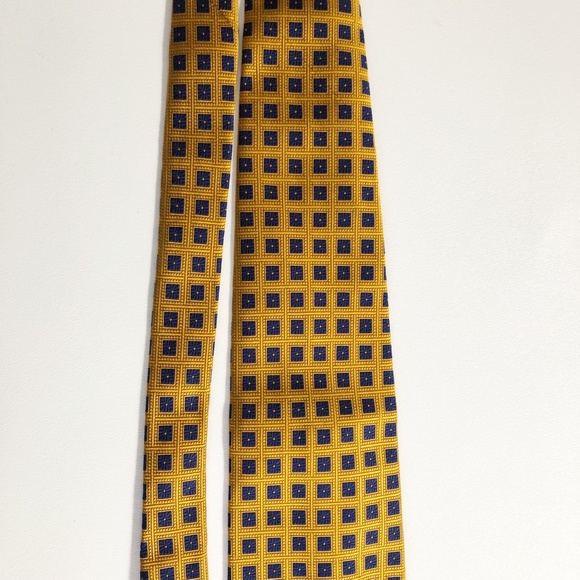 Robert Talbott Best of Class Nordstrom Silk Woven Gold Blue Tile w Blue Flowers - Picture 4 of 12